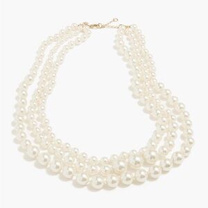NWT J. Crew White Pearl 3 strand layering necklace